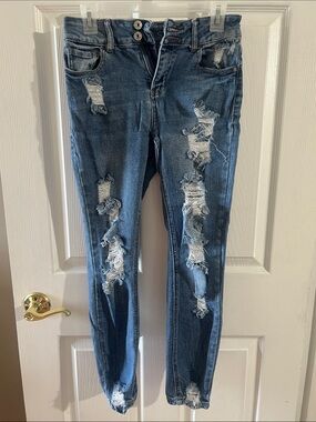 Vanilla Star Distressed Skinny Jeans - Dark Blue
